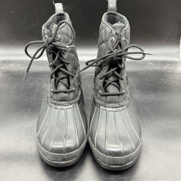 Sperry Top Sider Duck Boot womens size 10 Black Quilted Waterproof STS83693 - Picture 3 of 6